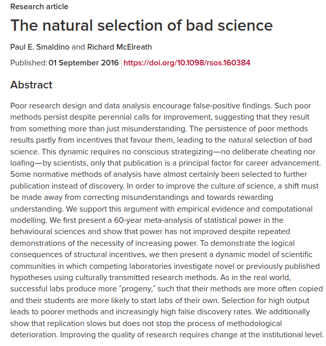 The natural selection of bad science